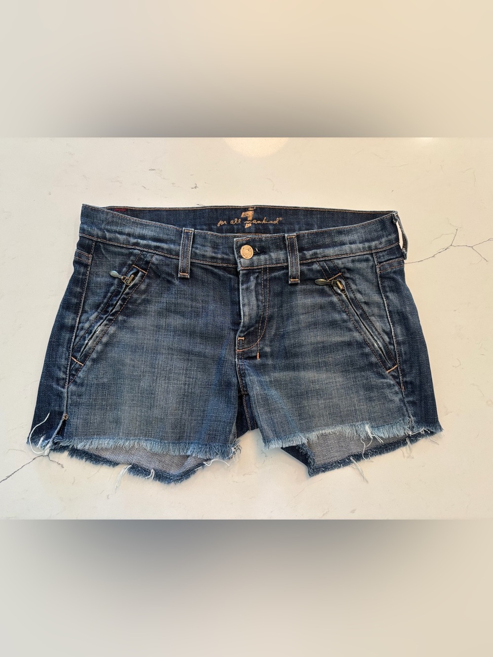 7 for All Mankind Women's Blue Denim shorts